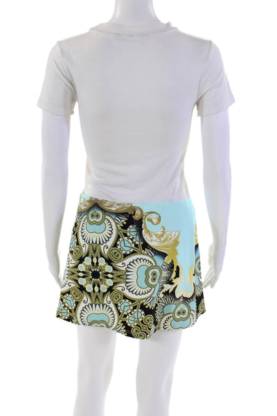 Kuny Barcelona Womens Printed Mini Skirt Blue Combo Size 8