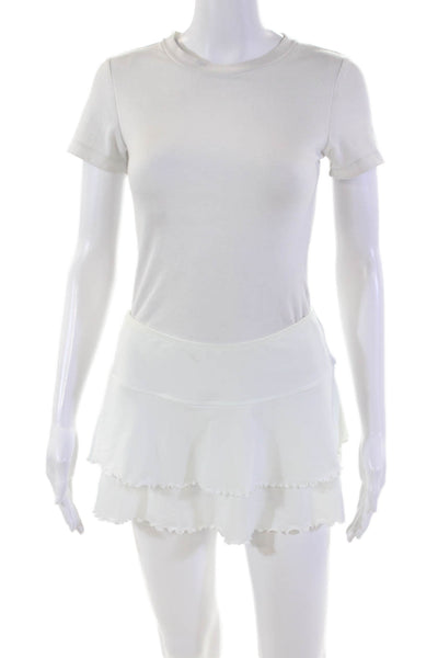 Body Glove Womens Lettuce Edge Pull On Mini Skirt White Size Small