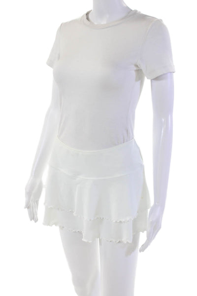Body Glove Womens Lettuce Edge Pull On Mini Skirt White Size Small