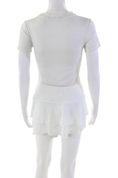 Body Glove Womens Lettuce Edge Pull On Mini Skirt White Size Small