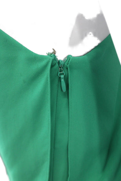 BCBGMAXAZRIA Womens Asymmetrical One Shoulder Straight Leg Jumpsuit Green Size 8