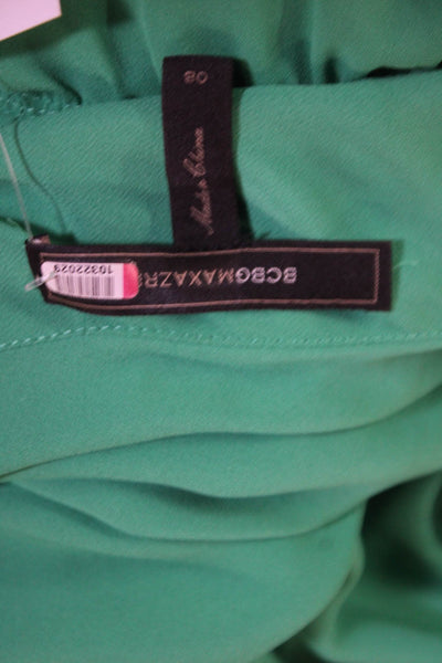 BCBGMAXAZRIA Womens Asymmetrical One Shoulder Straight Leg Jumpsuit Green Size 8