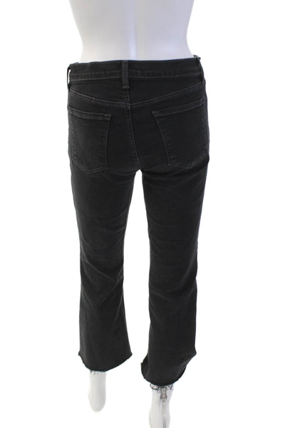 J Brand Womens Cotton Boot Cut Mid Rise Buttoned Frayed Hem Jeans Black Size 28