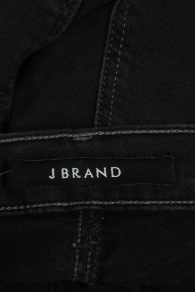 J Brand Womens Cotton Boot Cut Mid Rise Buttoned Frayed Hem Jeans Black Size 28