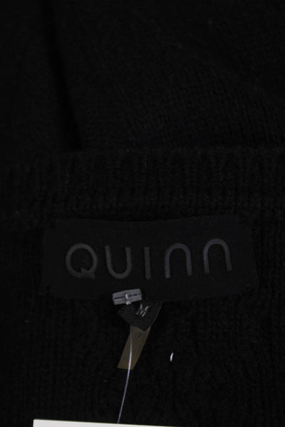 Quinn Womens Cashmere Round Neck Long Sleeve Tight Knit Sweater Black Size M