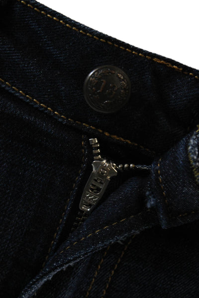 R13 Womens Uneven Hem Howell Indigo Wash Straight Leg Jeans Blue Cotton Size 25