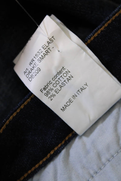 R13 Womens Uneven Hem Howell Indigo Wash Straight Leg Jeans Blue Cotton Size 25