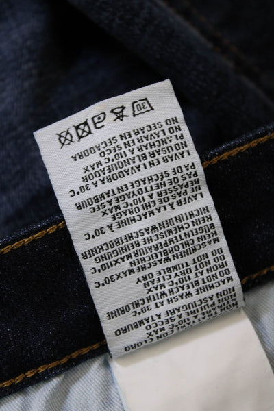 R13 Womens Uneven Hem Howell Indigo Wash Straight Leg Jeans Blue Cotton Size 25