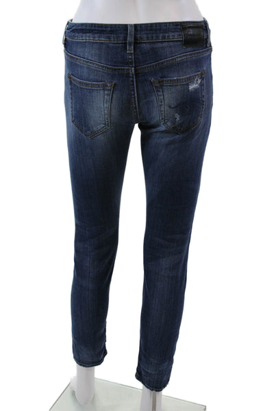 R13 Womens Mid Rise Boy Skinny Leg Jeans Seattle Vintage Blue Cotton Size 25