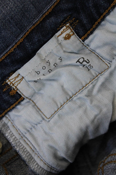 R13 Womens Mid Rise Boy Skinny Leg Jeans Seattle Vintage Blue Cotton Size 25