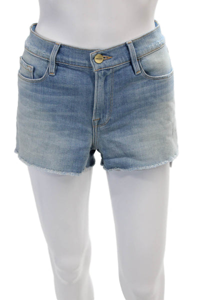 Frame Denim Womens Mid Rise Cut Off Saldano Shorts Blue Cotton Size 27