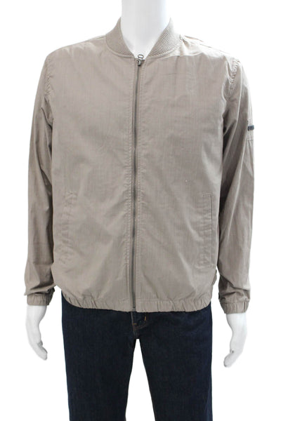 Civil Society Mens Zippered Long Sleeve Basic Mid-Length Jacket Beige Size S