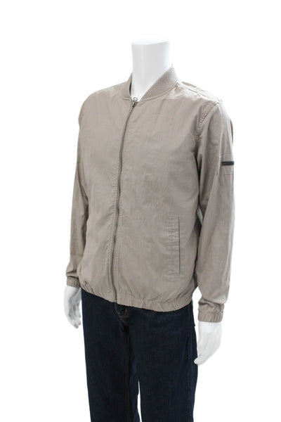 Civil Society Mens Zippered Long Sleeve Basic Mid-Length Jacket Beige Size S