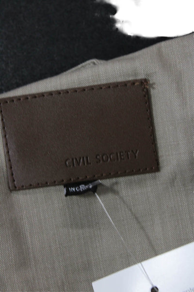 Civil Society Mens Zippered Long Sleeve Basic Mid-Length Jacket Beige Size S