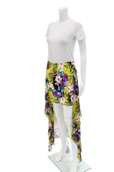 Saraya Women's Elastic Waist Hi-Lo Hem Unlined Midi Skirt Floral One Size