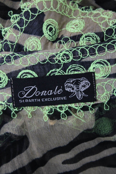 Donale Women's V-Neck Flutter Sleeves Cinch Tunic Blouse Animal Print Size S