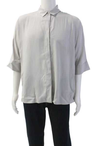 COS Mens Collared Short Sleeve Button-Down Shirt Solid Gray Size XS