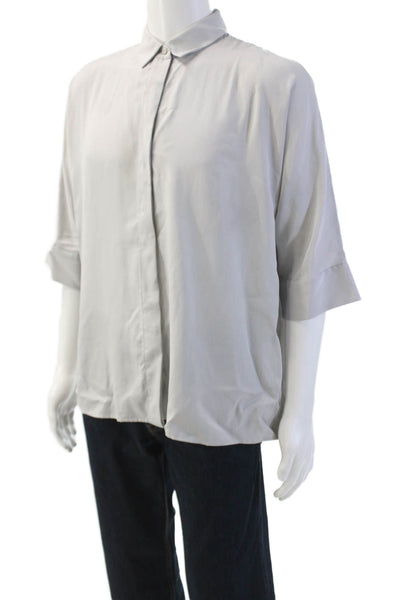 COS Mens Collared Short Sleeve Button-Down Shirt Solid Gray Size XS