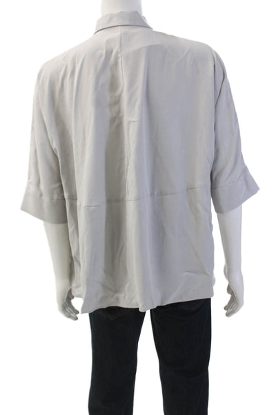 COS Mens Collared Short Sleeve Button-Down Shirt Solid Gray Size XS
