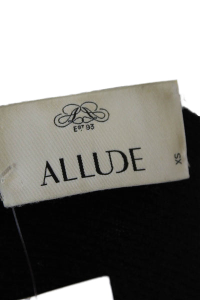 Allude Womens Knit Ruffle Trim Round Neck Pullover Sweater Poncho Black Size XS