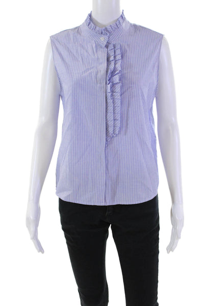 Drew Womens Sleeveless V Neck Arabella Striped Top Ocean Blue Cotton Size Medium