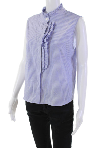 Drew Womens Sleeveless V Neck Arabella Striped Top Ocean Blue Cotton Size Medium
