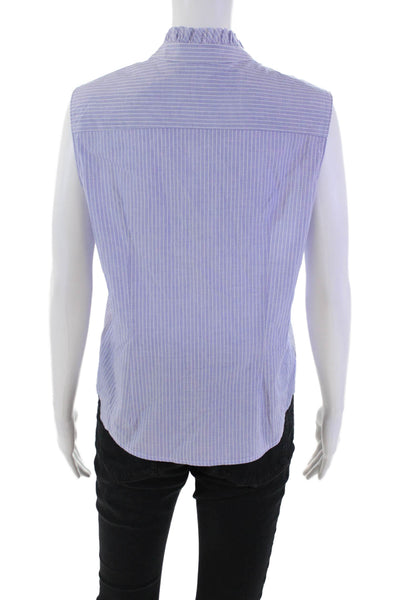 Drew Womens Sleeveless V Neck Arabella Striped Top Ocean Blue Cotton Size Medium
