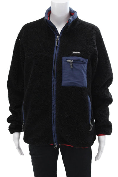 OnlyNY Womens Faux Shearling High Neck Full Zippered Sweater Black Size S