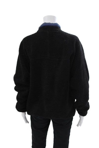 OnlyNY Womens Faux Shearling High Neck Full Zippered Sweater Black Size S