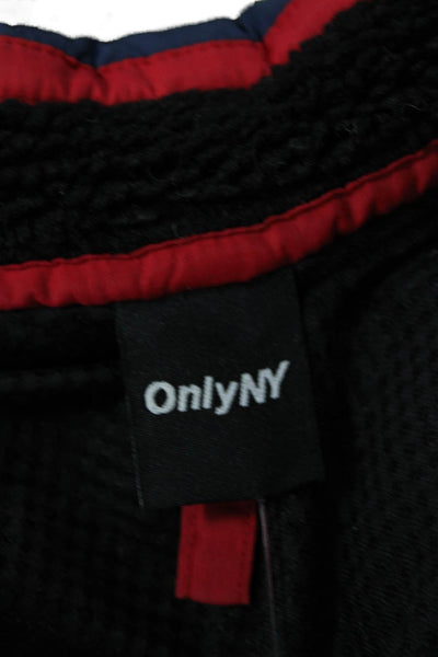 OnlyNY Womens Faux Shearling High Neck Full Zippered Sweater Black Size S