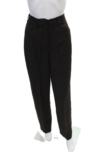 Naked Womens High Rise Pleated Wide Leg Trouser Pants Brown Size 34
