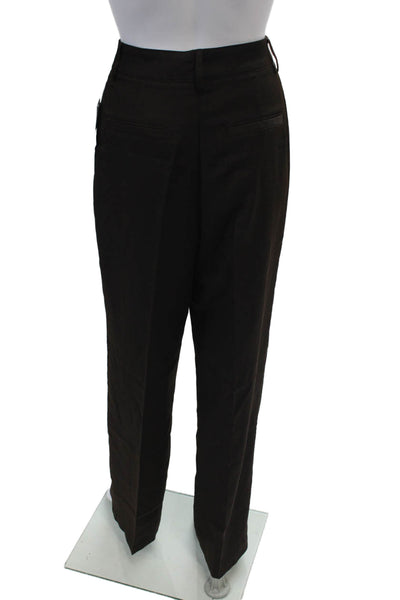 Naked Womens High Rise Pleated Wide Leg Trouser Pants Brown Size 34