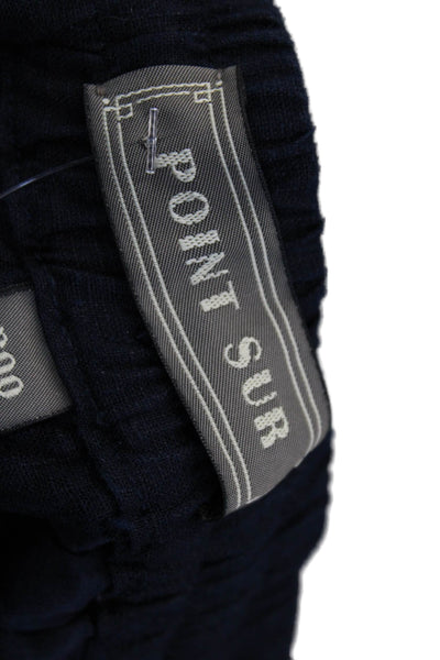 Point Sur Womens Linen Drawstring High Rise Cuff Ankle Jogger Pants Navy Sz P00