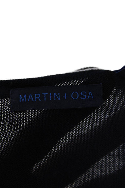 Martin + Osa Womens Button Front Crew Neck Long Sleeve Knit Top Blue Size XS