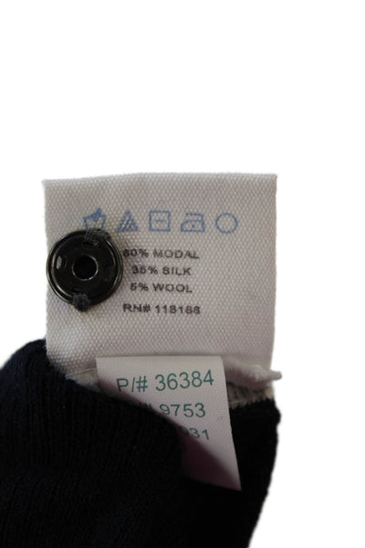 Martin + Osa Womens Button Front Crew Neck Long Sleeve Knit Top Blue Size XS