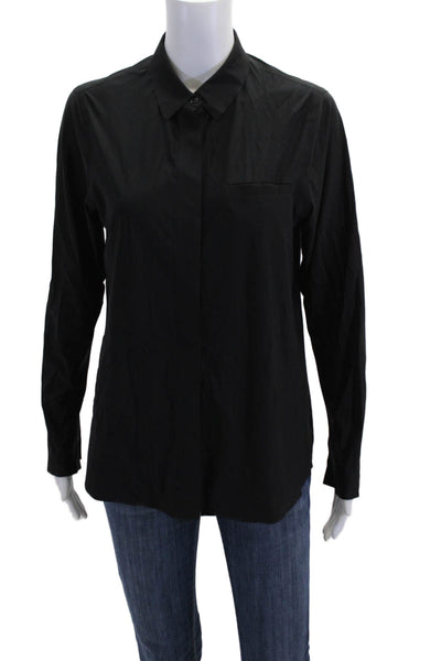 Athleta Womens Collared Long Sleeve Button Up Blouse Top Black Size XS