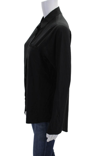Athleta Womens Collared Long Sleeve Button Up Blouse Top Black Size XS