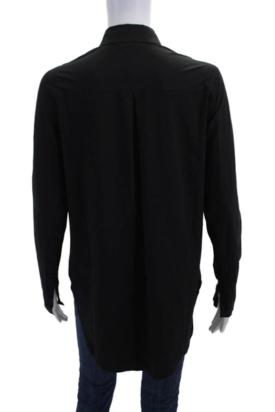Athleta Womens Collared Long Sleeve Button Up Blouse Top Black Size XS