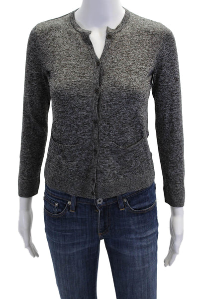 Tomas Maier Womens Long Sleeves Button Down Cardigan Sweater Gray Size 4