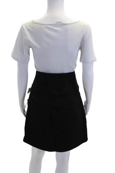 Rebecca Minkoff Womens Cotton Lined Belted Casual Dark Denim Skirt Black Size L