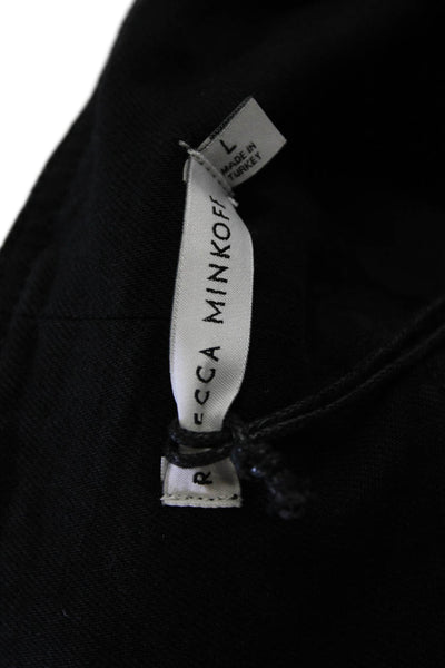 Rebecca Minkoff Womens Cotton Lined Belted Casual Dark Denim Skirt Black Size L