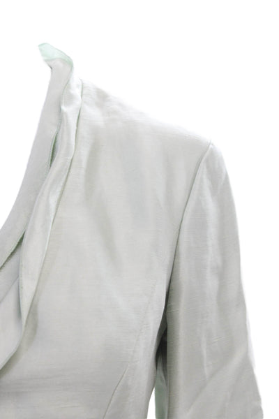 Armani Collezioni Womens Knit Stripe Printed Short Sleeve Blouse White Size 2