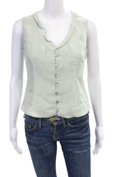 Armani Collezioni Womens Knit Stripe Printed Short Sleeve Blouse White Size 2