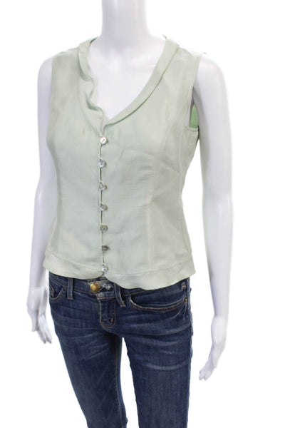 Armani Collezioni Womens Knit Stripe Printed Short Sleeve Blouse White Size 2