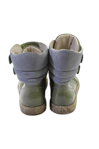 Brunello Cucinelli Womens Patent Leather High Top Sneakers Green Size 36 6