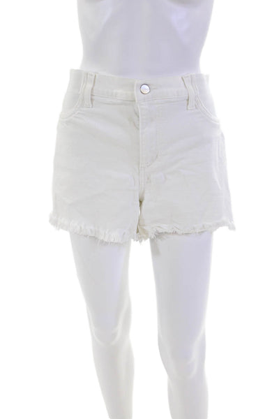 Joes Womens Cotton Zip Button Fray Bottom Light Wash Denim Shorts White Size EUR