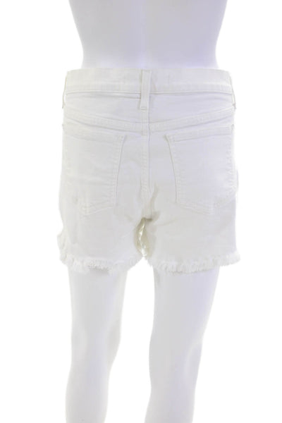 Joes Womens Cotton Zip Button Fray Bottom Light Wash Denim Shorts White Size EUR