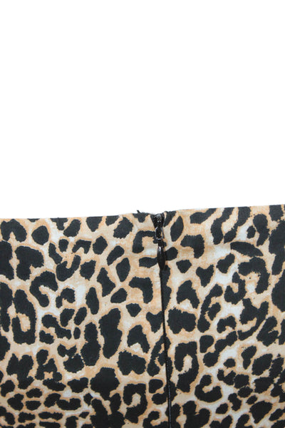 Les Coyotes De Paris Womens Animal Print Long Sleeve Blouse Top Beige Size 12