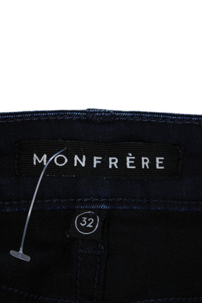 Monfrere Mens Zip Up Brando Slim Leg Ink Wash Jeans Blue Cotton Size 32