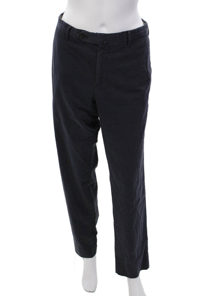 PTO1 Mens Silk Blend Slim Fit Skinny Leg Pants Navy Blue Size EUR 50